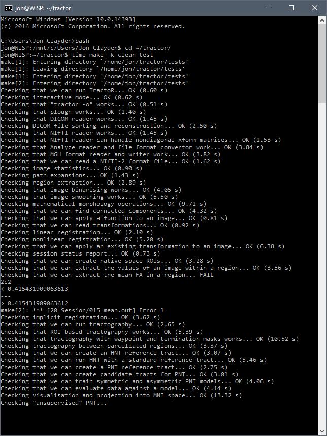 TractoR test output